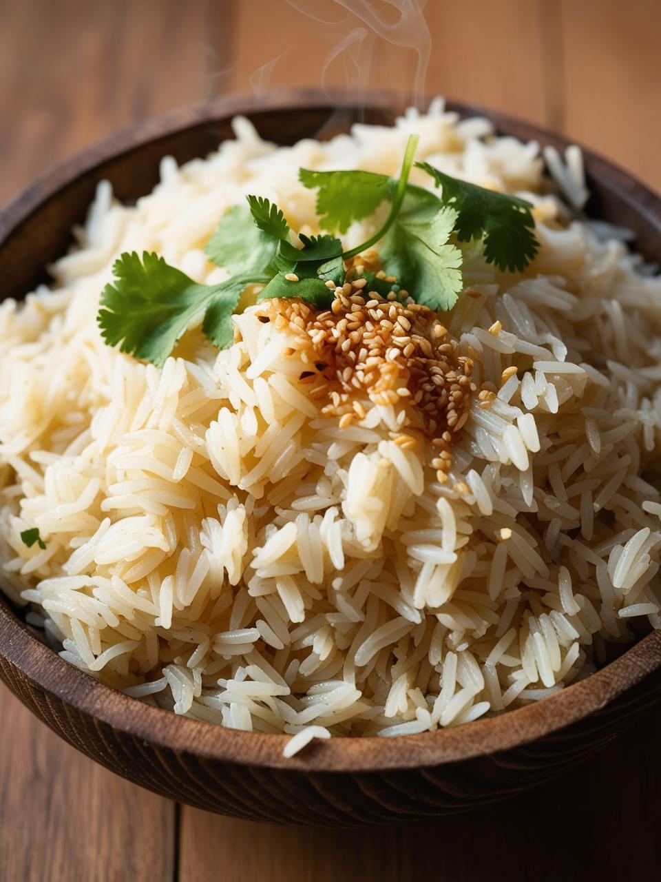 Primer plano del arroz basmati cocido